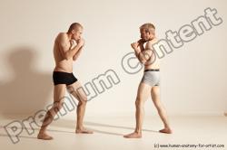 Underwear Martial art Man - Man White Moving poses Slim Short Blond Dynamic poses Academic